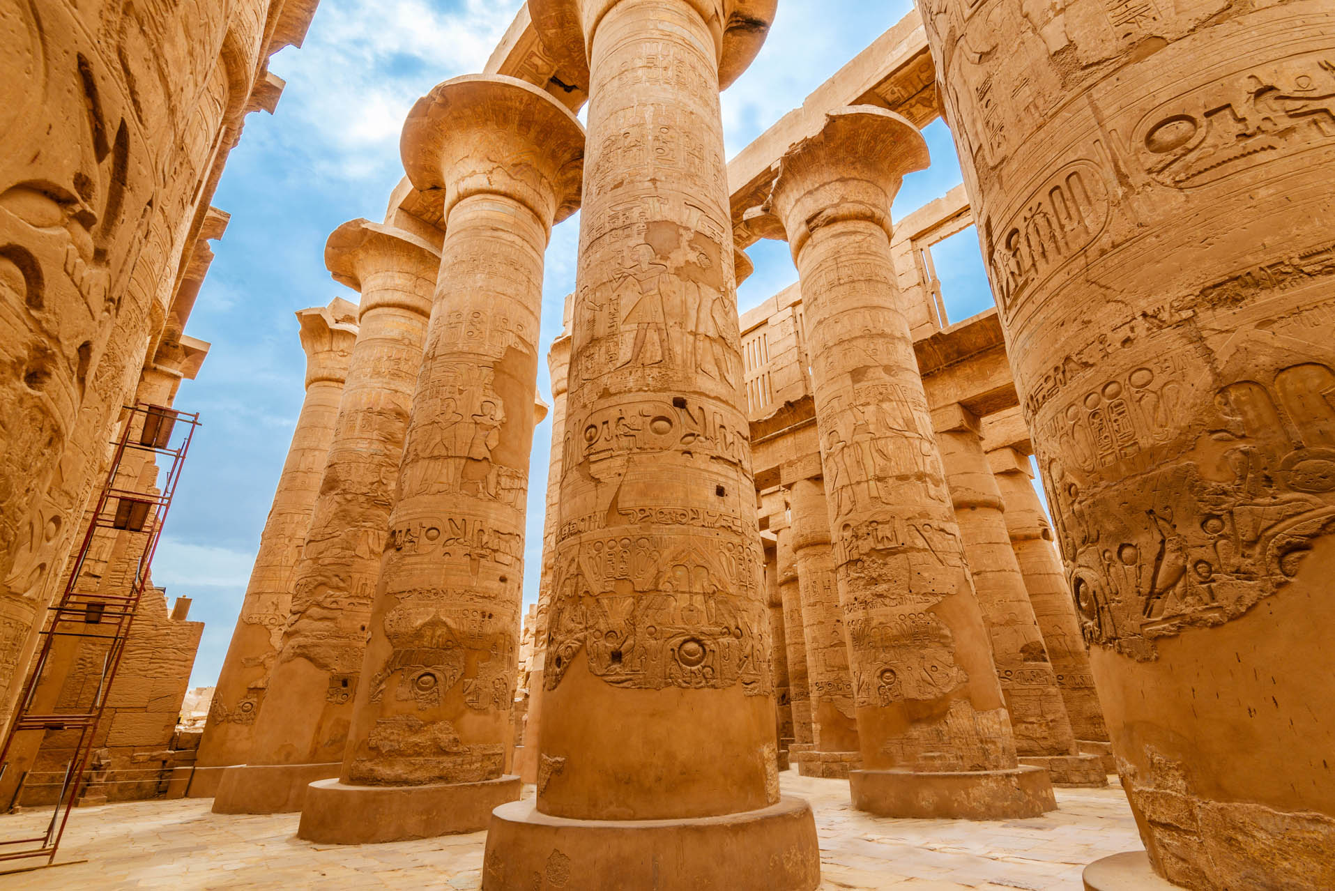 a wormseyeview of the historic karnak temples