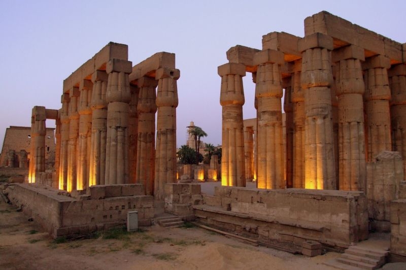  the ancient runes of the remains of luxor temple in Egypt.